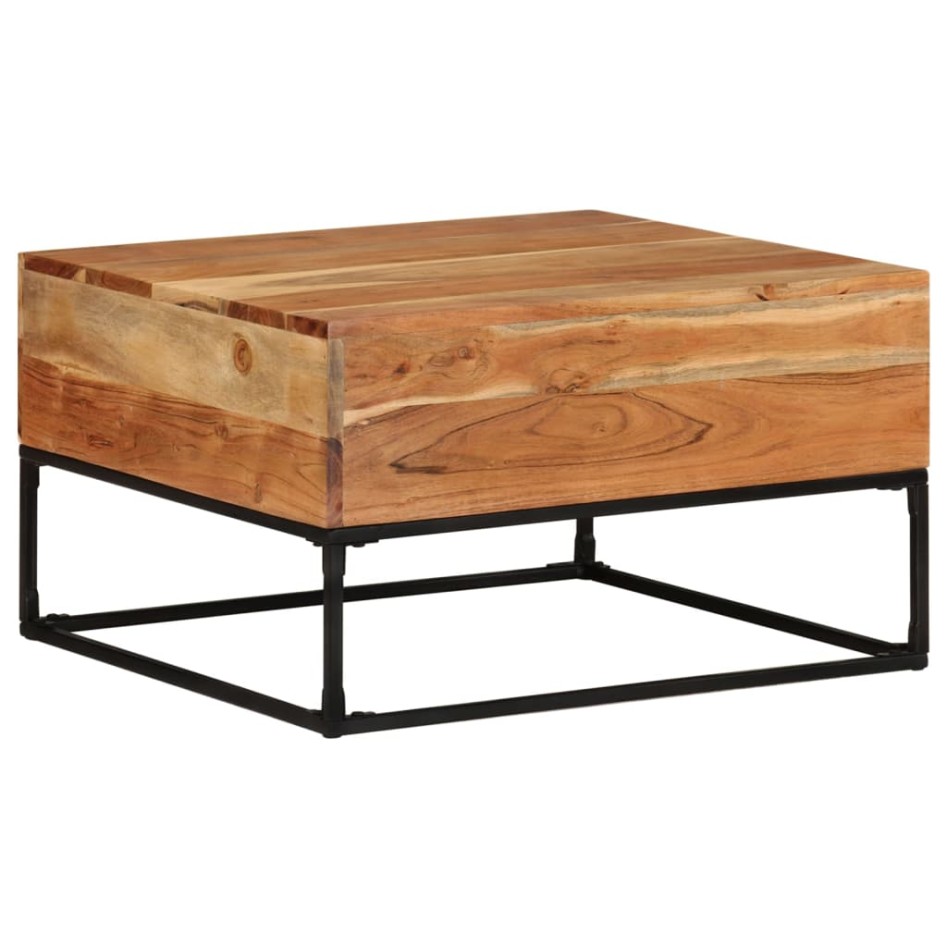 Mesa de centro madera de acacia maciza 68x68x41