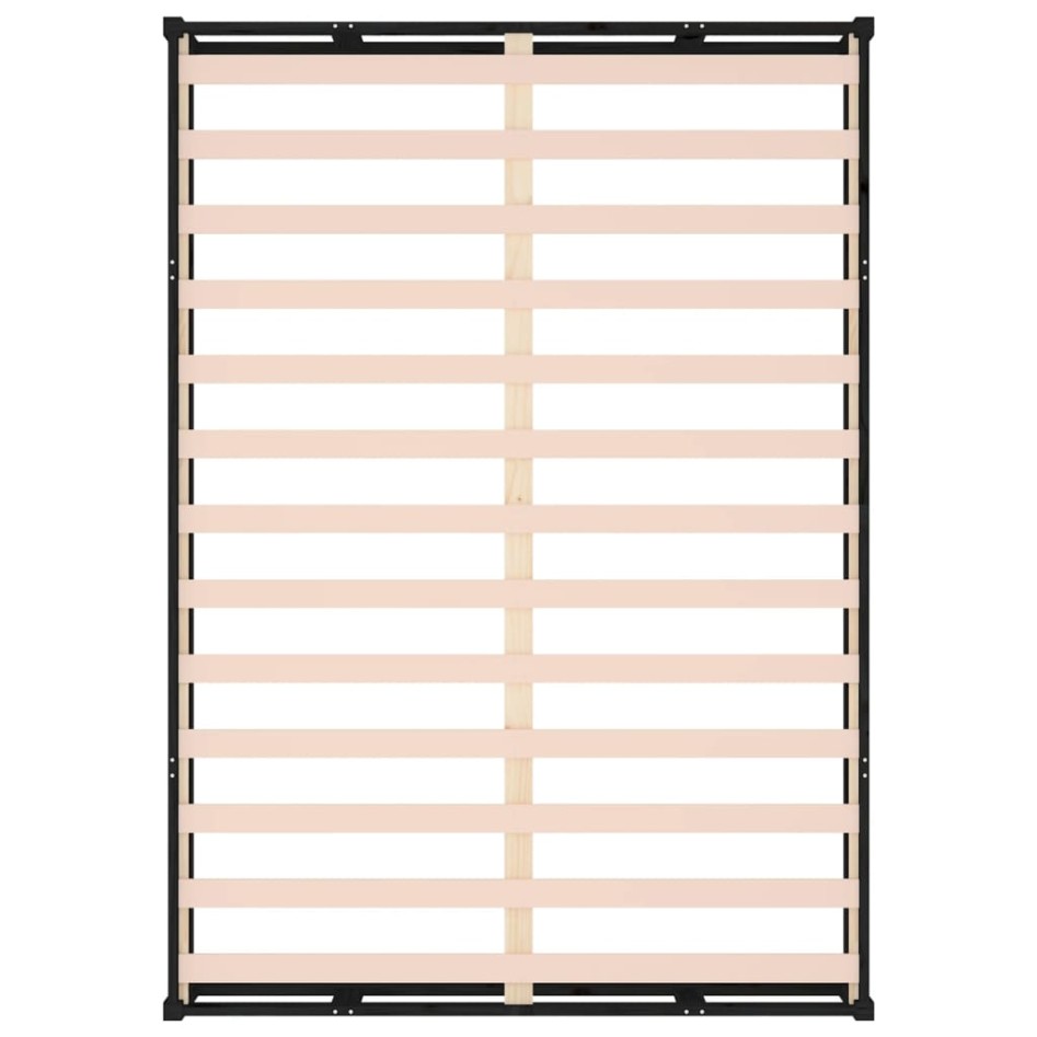 Estructura cama doble pequeña madera maciza negro 120x190