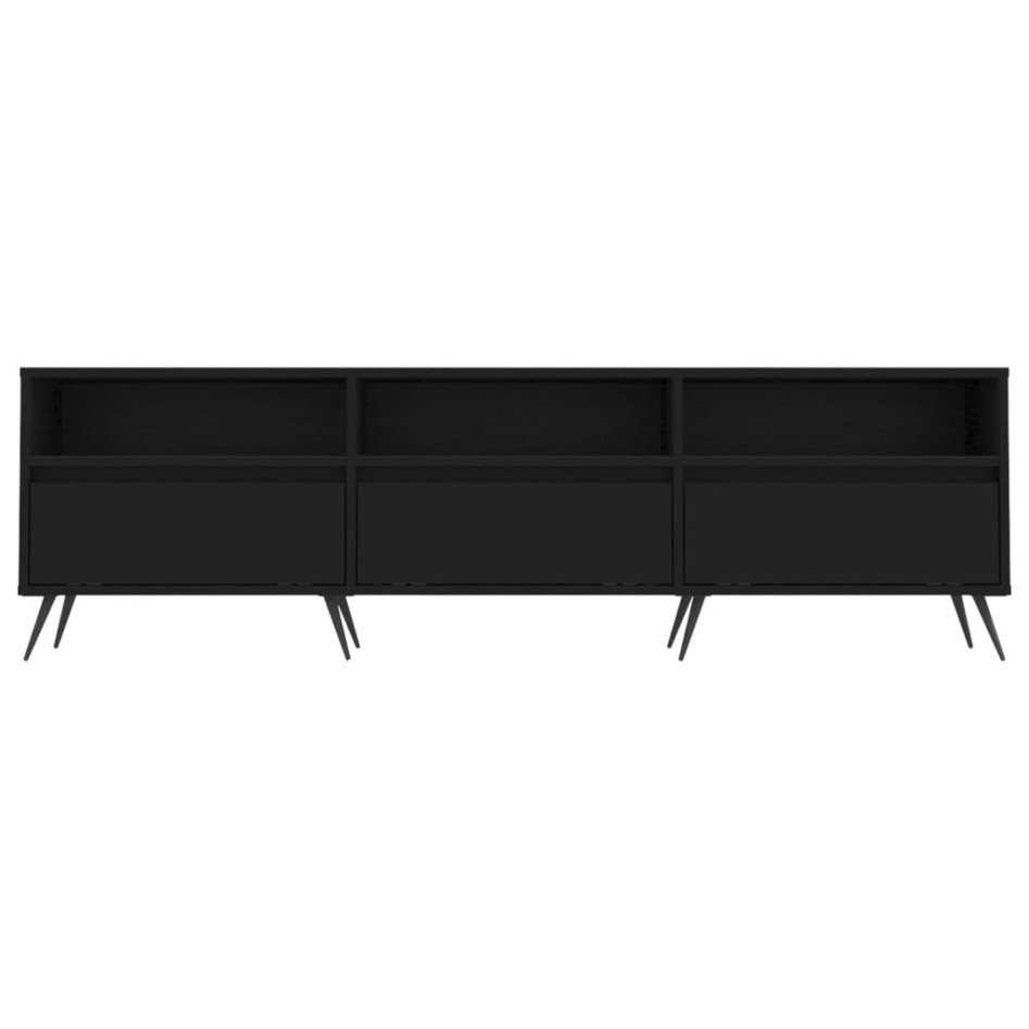 Mueble de TV madera contrachapada negro 150x30x44,5