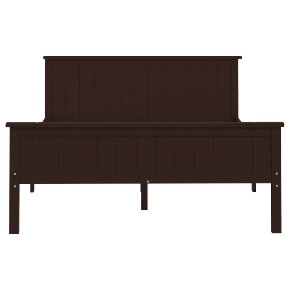 Estructura de cama madera maciza pino marrón oscuro 140x200