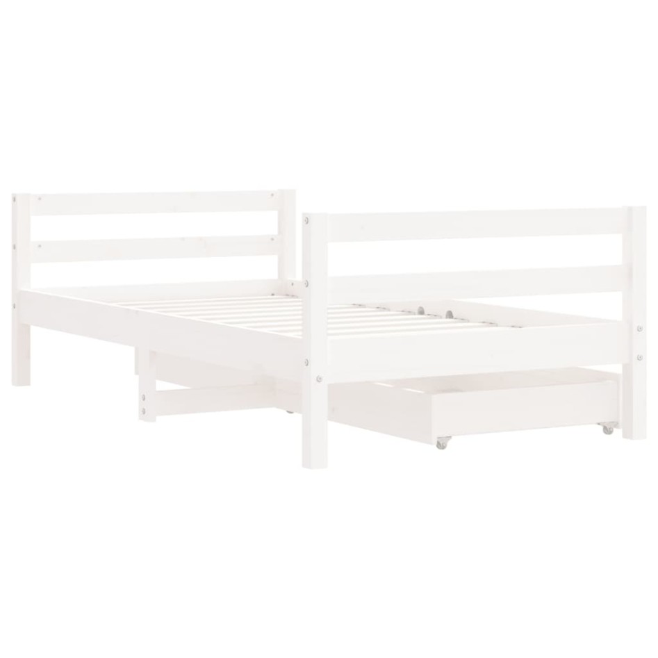 Estructura cama infantil y cajones madera pino blanco 80x160