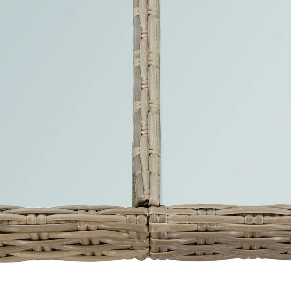 Mesa de comedor jardín vidrio y ratán PE marrón 200x100x74