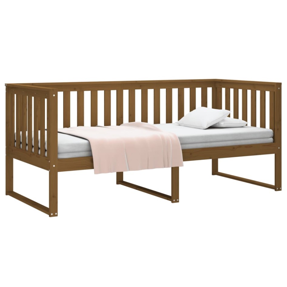Sofá cama madera maciza de pino marrón miel 100x200