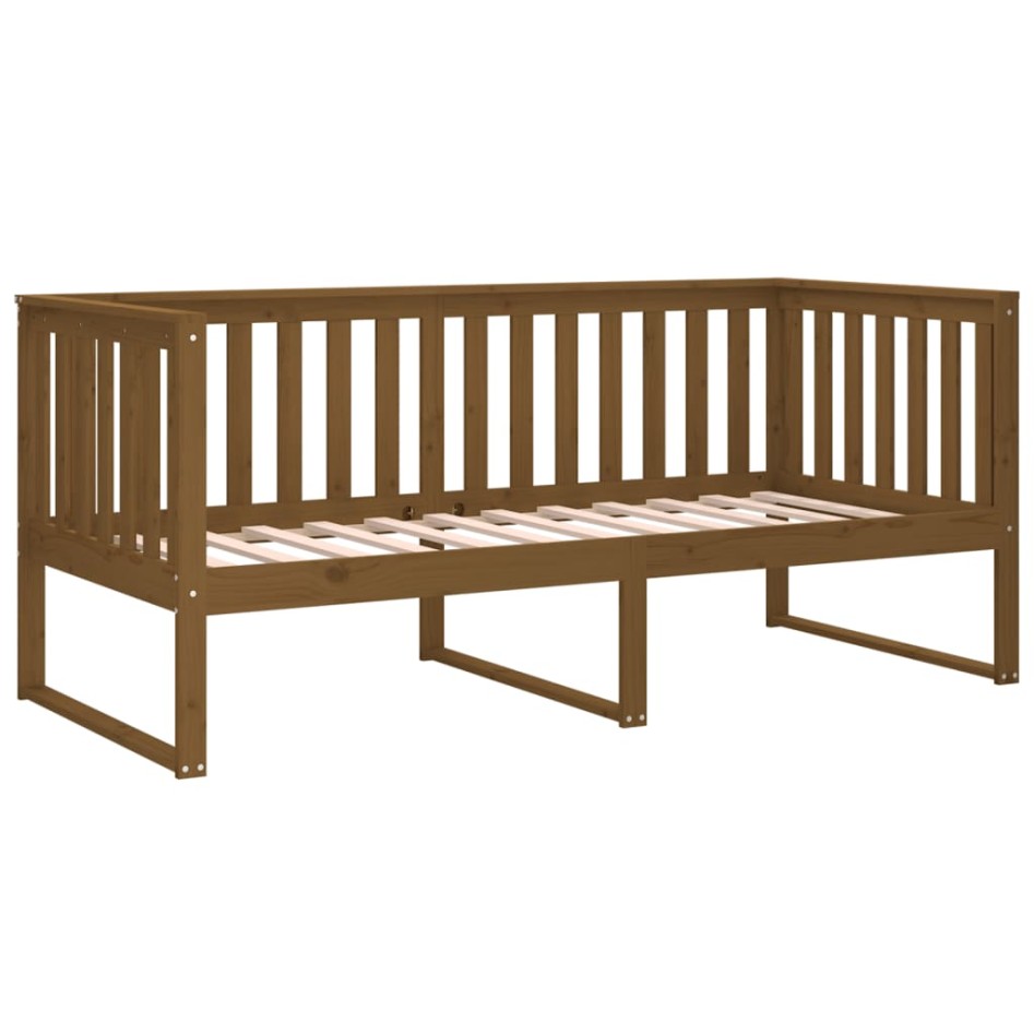 Sofá cama madera maciza de pino marrón miel 100x200