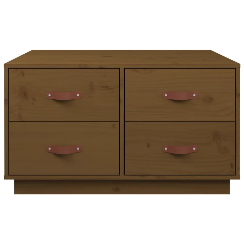 Mesa de centro madera maciza de pino marrón miel 80x80x45