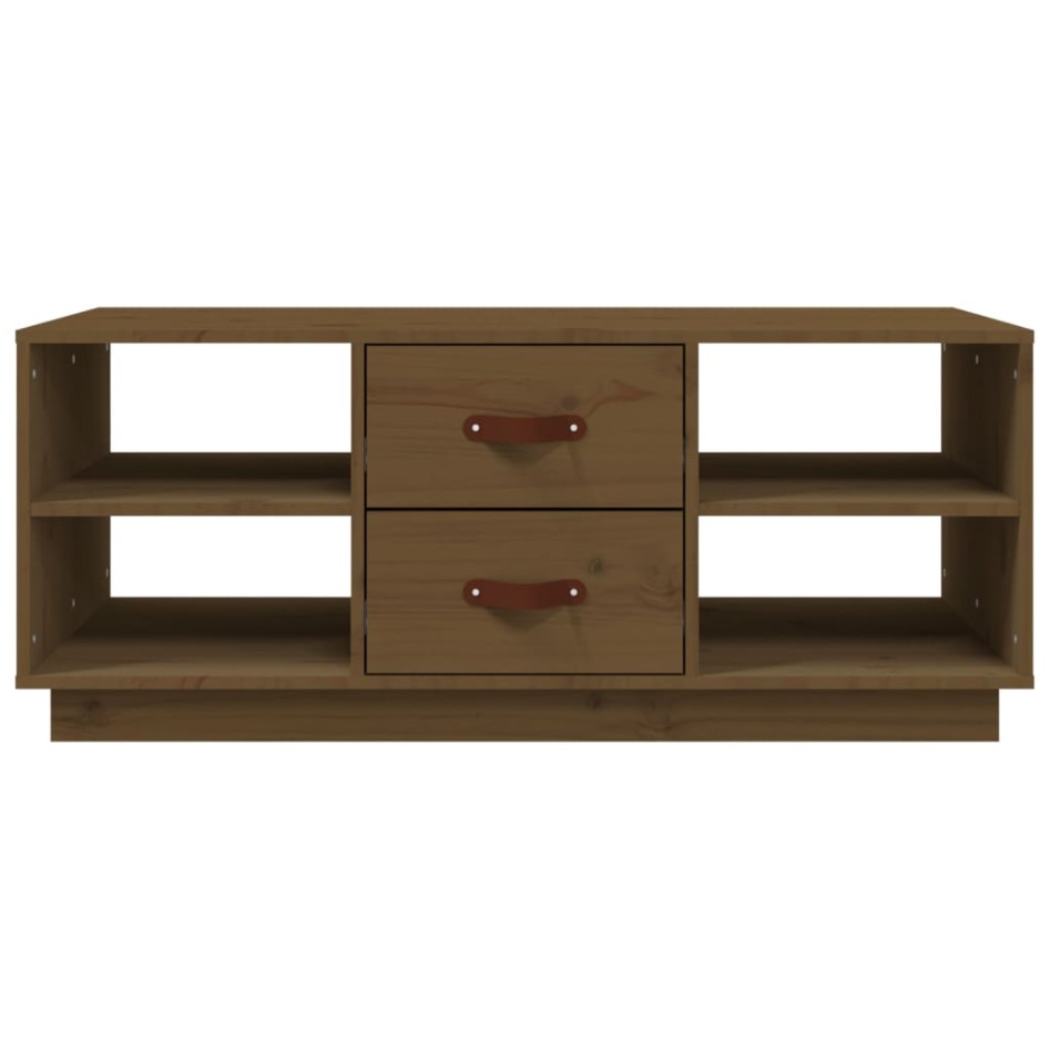 Mesa de centro madera maciza de pino marrón miel 100x50x41