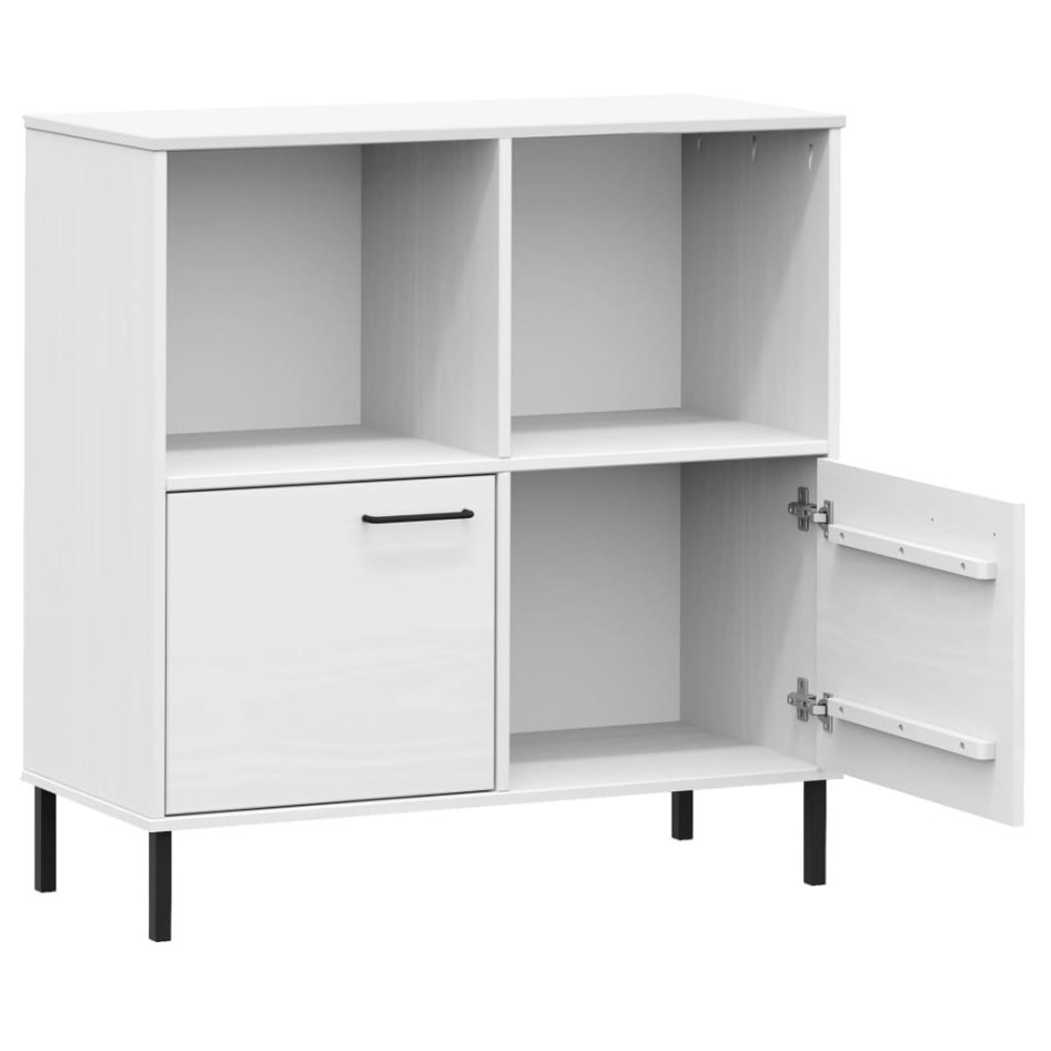 Librería patas de metal OSLO madera maciza blanco 90x35x90,5