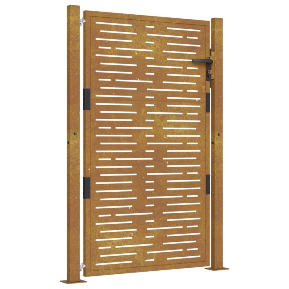 Puerta de jardín acero corten diseño cuadrado 105x155