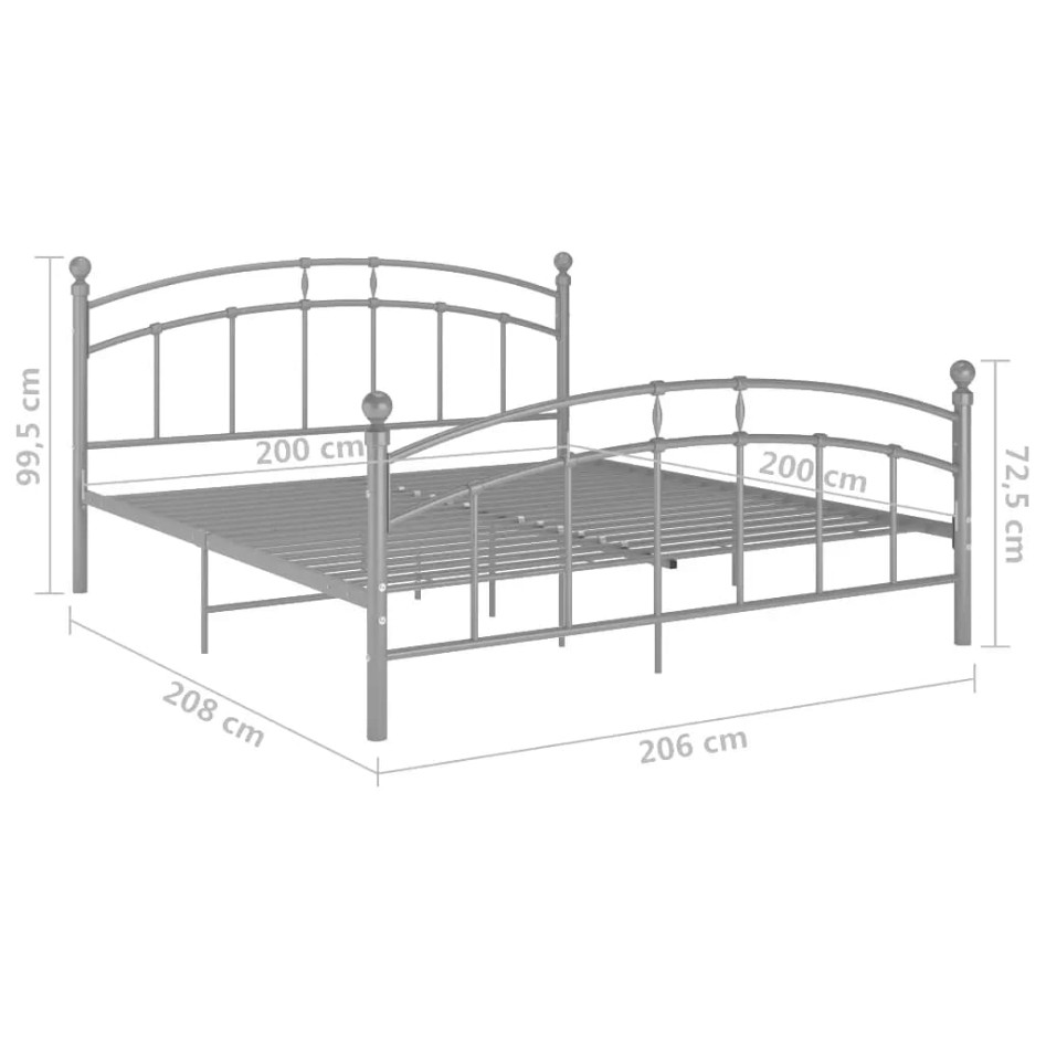 Estructura de cama de metal gris 200x200