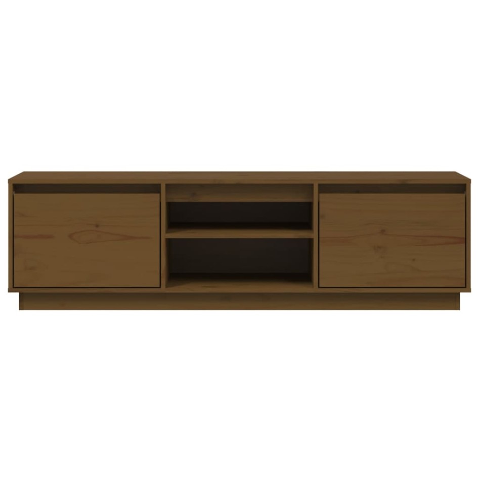 Mueble de TV madera maciza de pino marrón miel 140x35x40