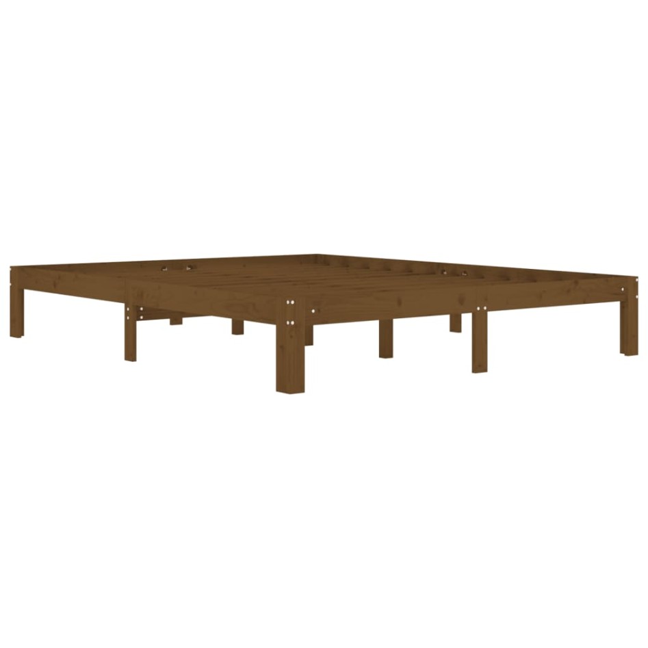 Estructura de cama madera maciza pino marrón miel 160x200