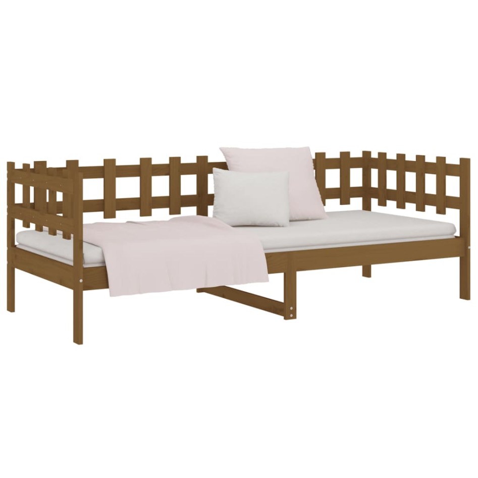 Sofá cama madera maciza de pino marrón miel 90x200