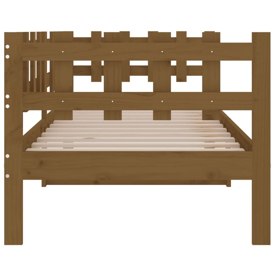 Sofá cama madera maciza de pino marrón miel 90x200