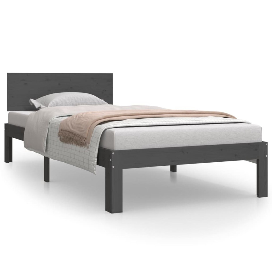 Estructura de cama madera maciza de pino gris 90x200