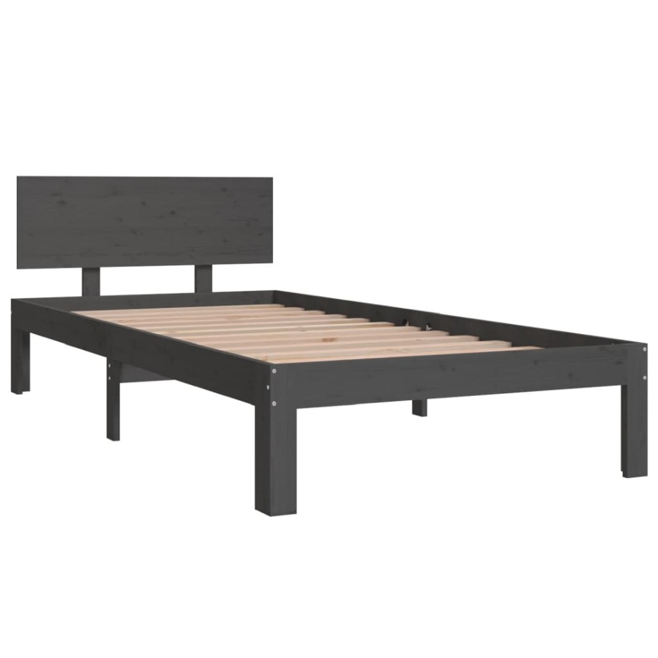 Estructura de cama madera maciza de pino gris 90x200