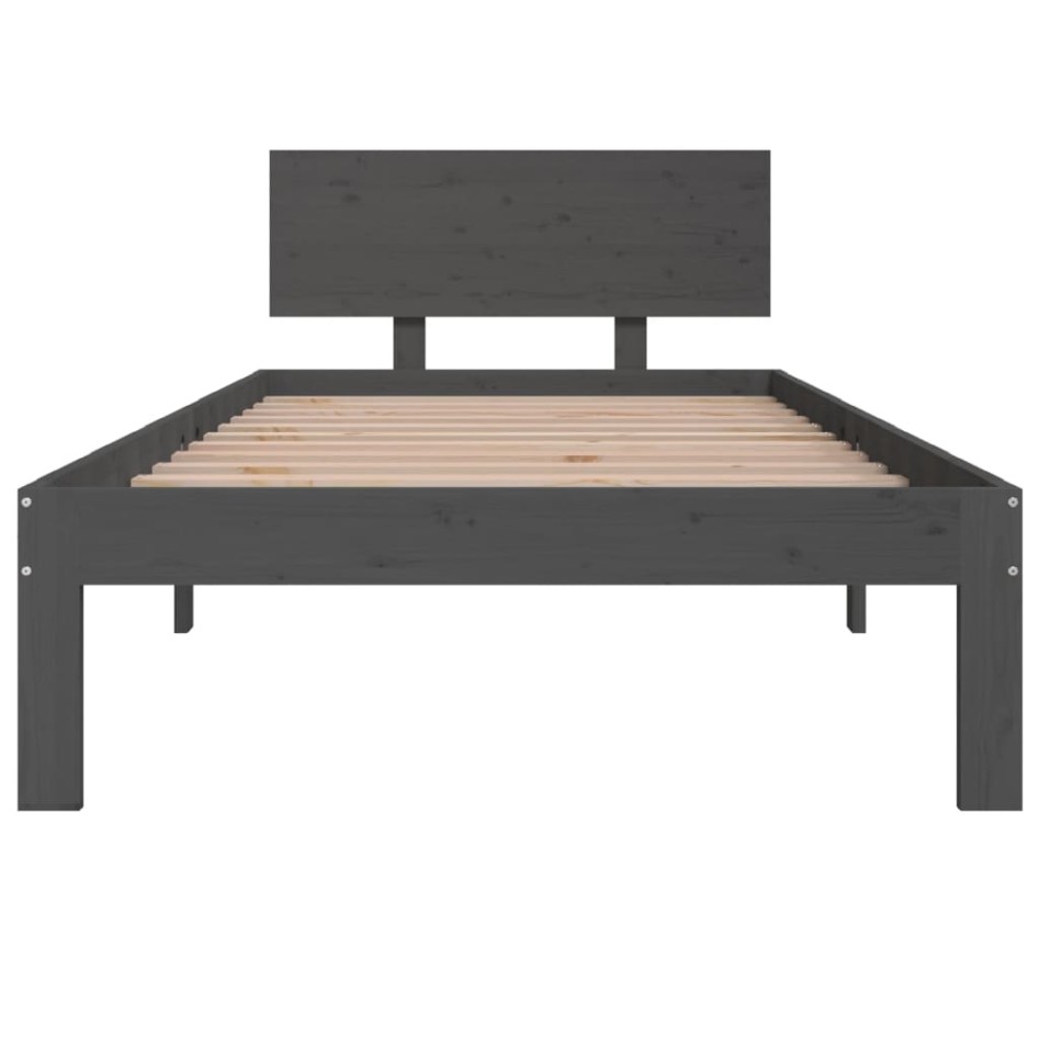 Estructura de cama madera maciza de pino gris 90x200