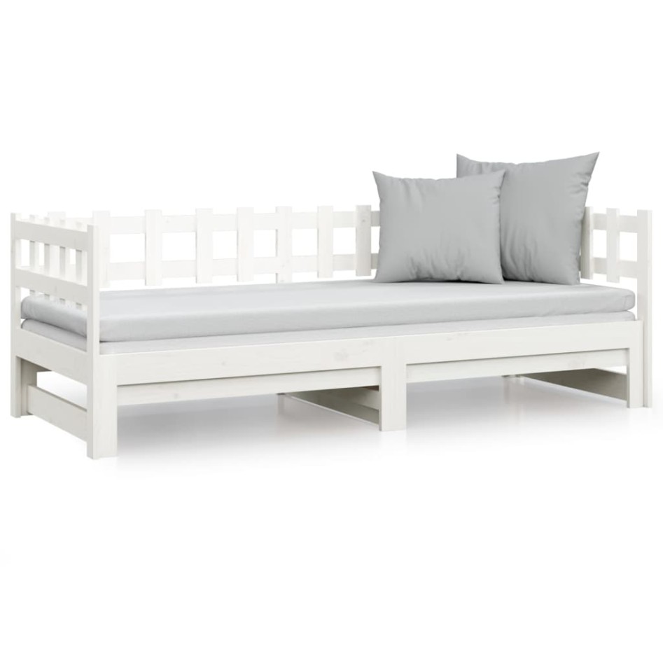 Sofá cama extraíble madera maciza de pino blanco 2x(80x200)