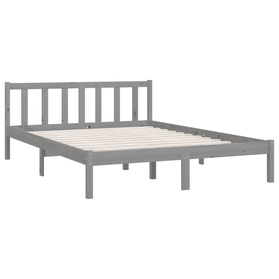 Estructura de cama madera maciza de pino gris 150x200