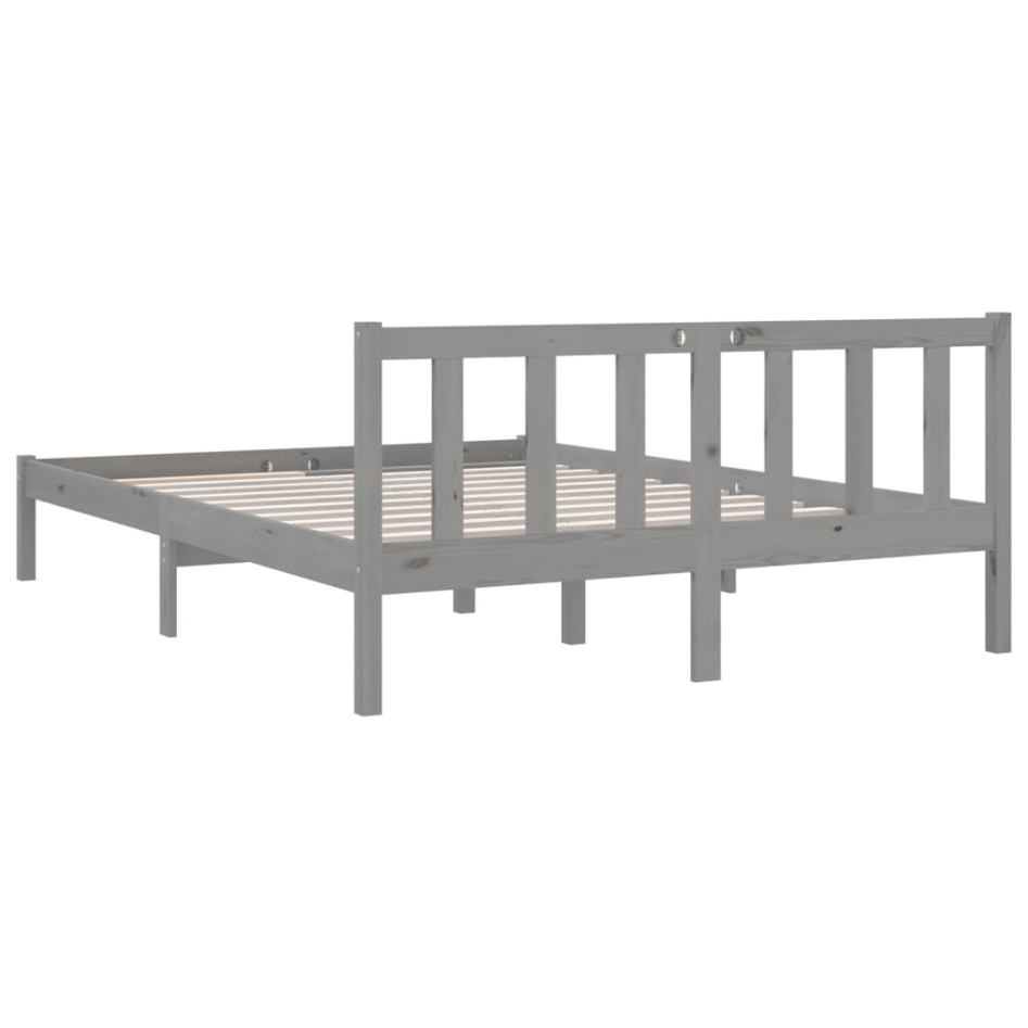 Estructura de cama madera maciza de pino gris 150x200