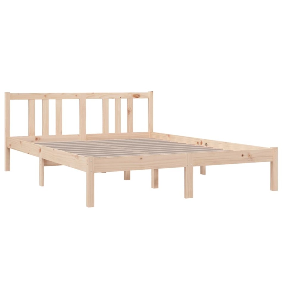 Estructura de cama de madera maciza 140x190