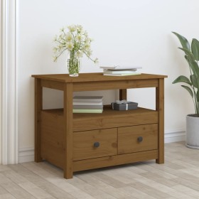 Mesa de centro de madera maciza de pino marrón miel 71x49x55