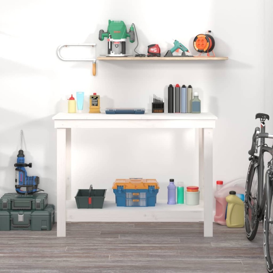 Banco de trabajo de madera maciza de pino blanco 110x50x80