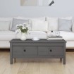 Mesa de centro de madera maciza de pino gris 100x50x40 cm