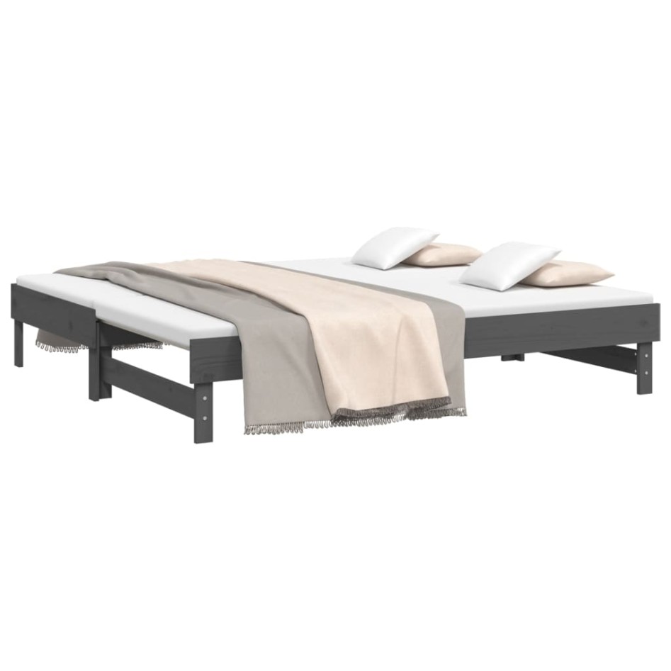 Sofá cama extraíble madera maciza de pino gris 2x(90x190)