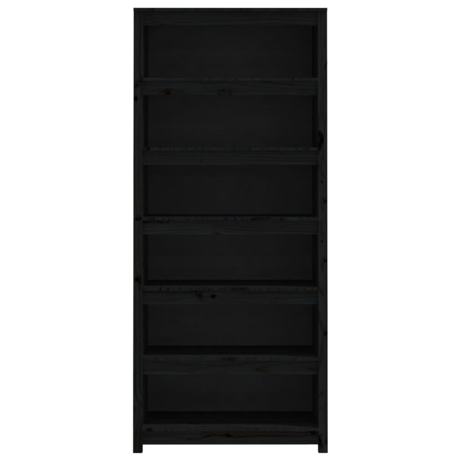 Estantería madera maciza de pino negra 80x35x183