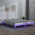 Estructura de cama con LED madera maciza blanca 180x200