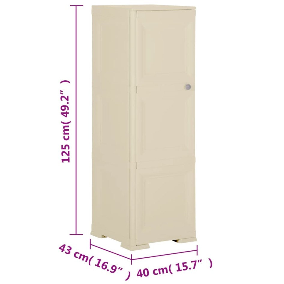Armario de plástico diseño madera blanco angora 40x43x125