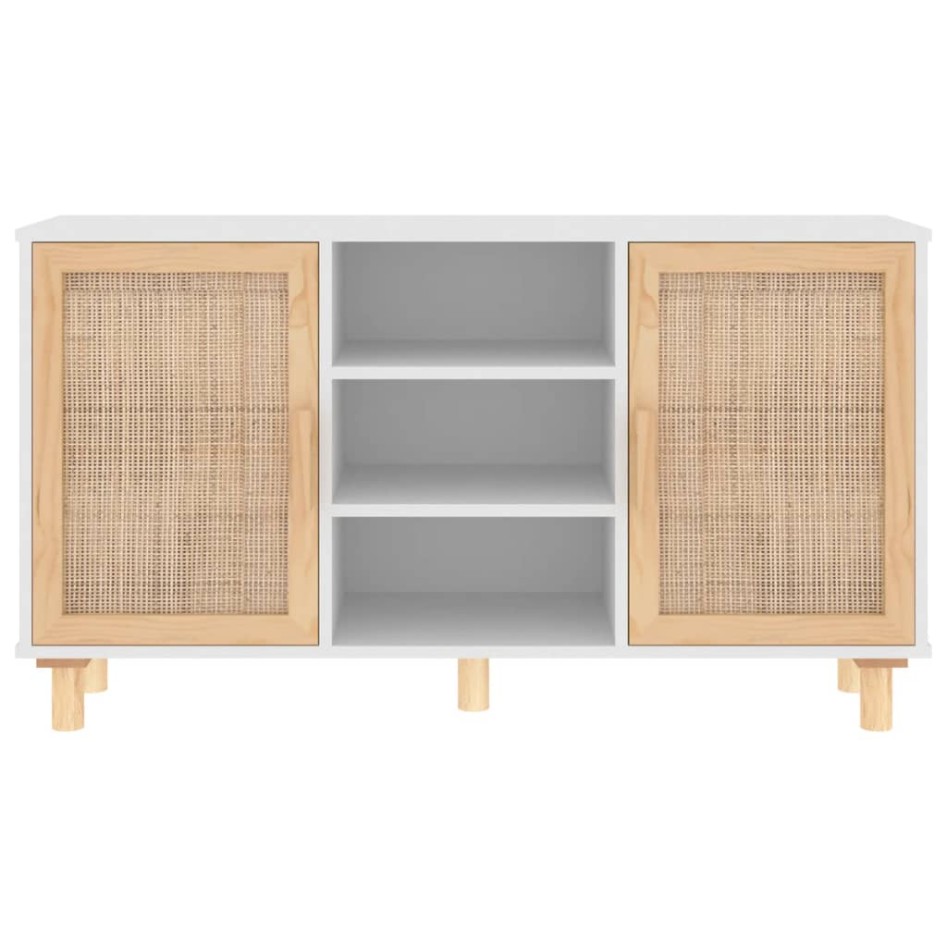 Aparador madera maciza pino blanco ratán natural 105x30x60