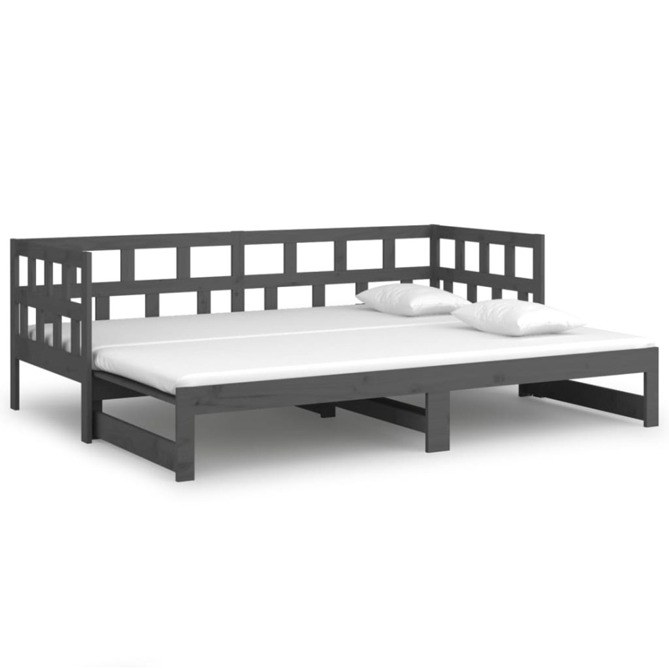 Sofá cama extraíble madera maciza de pino gris 2x(80x200)