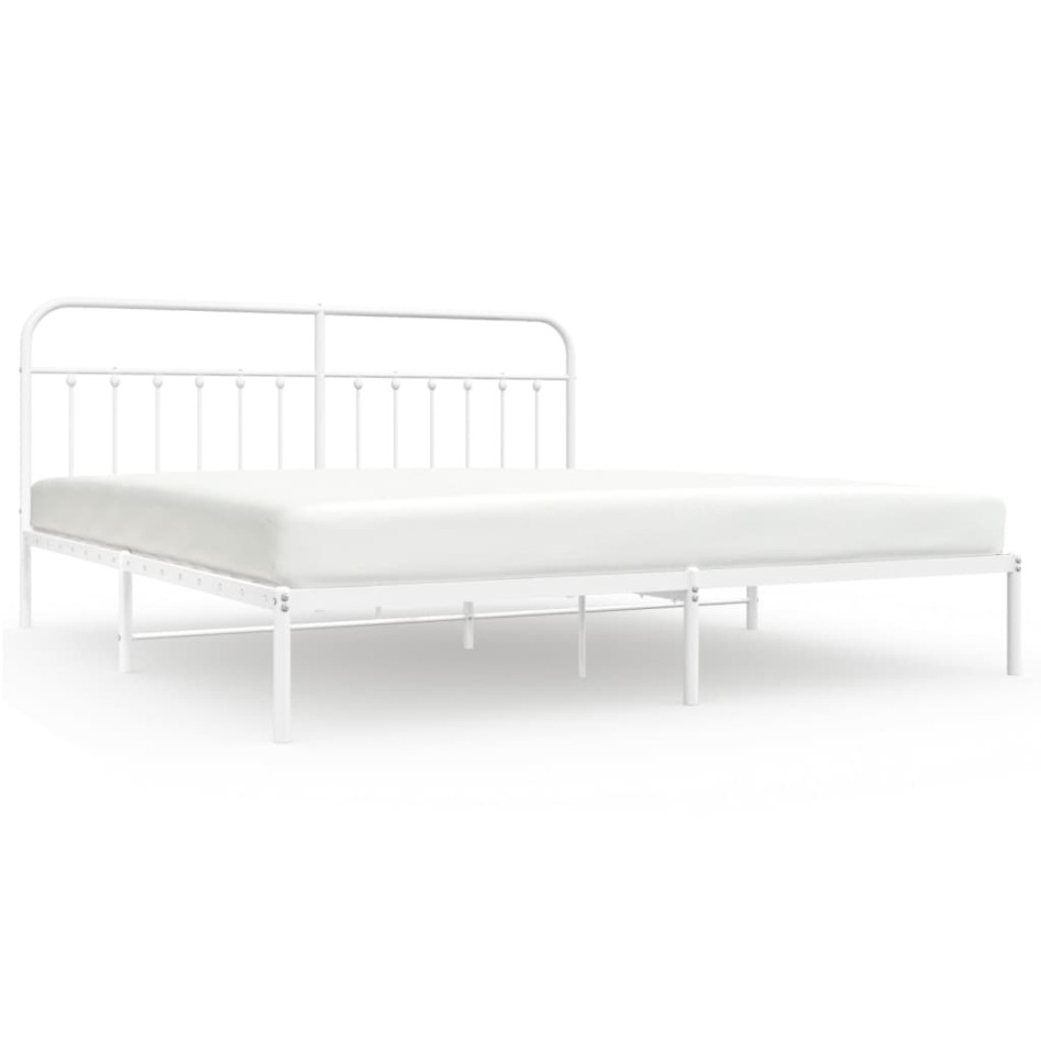 Estructura de cama con cabecero metal blanca 200x200