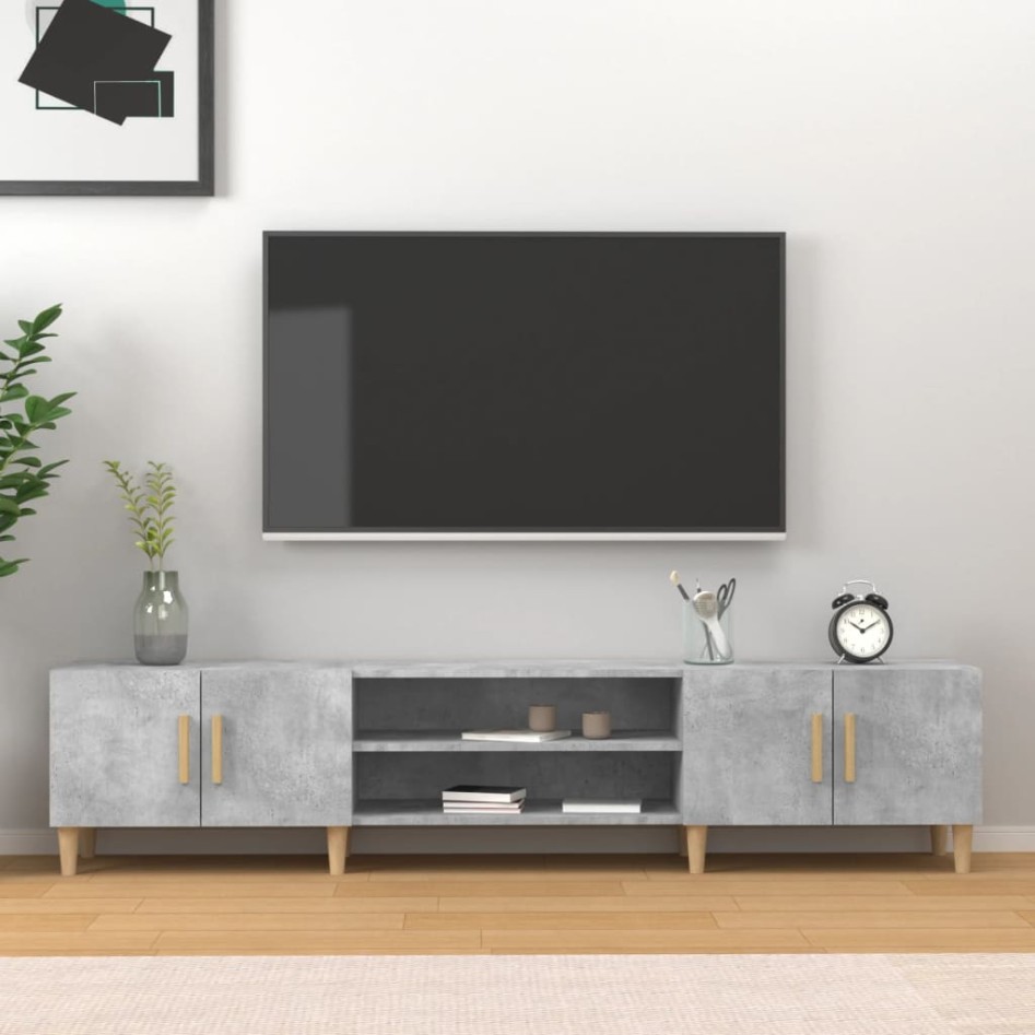 Mueble de TV madera contrachapada gris hormigón 180x31,5x40