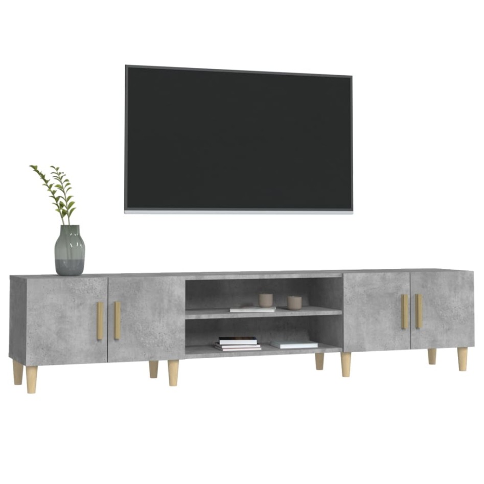 Mueble de TV madera contrachapada gris hormigón 180x31,5x40