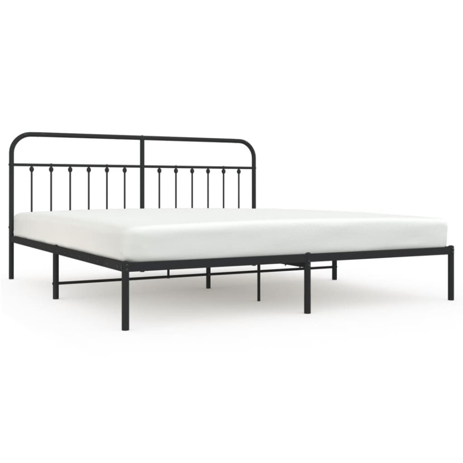 Estructura de cama con cabecero metal negro 200x200