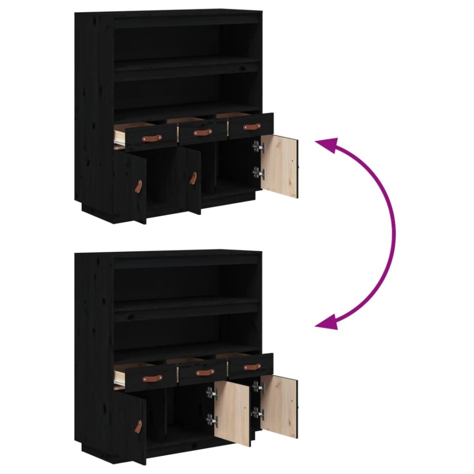 Aparador alto madera maciza de pino negro 100x40x108,5