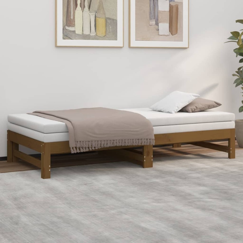 Sofá cama extraíble madera maciza pino marrón miel