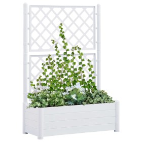 Jardinera con enrejado PP blanca 100x43x142