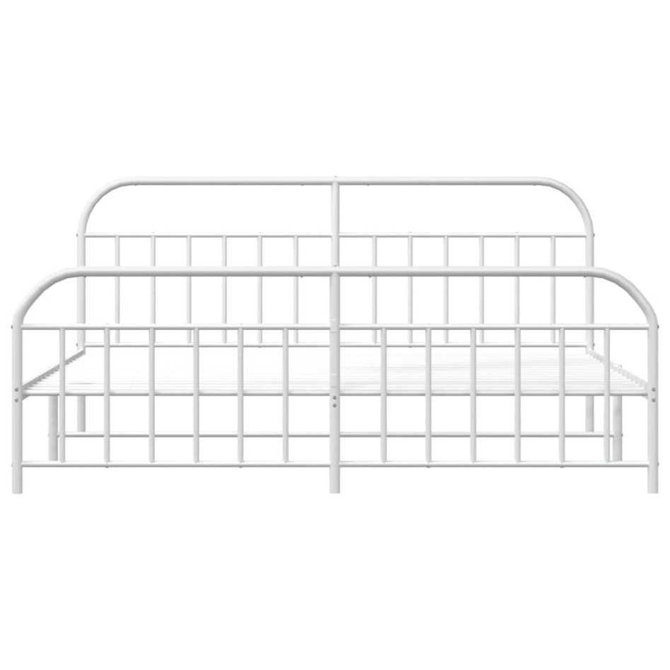 Estructura cama metal con cabecero y estribo blanco 200x200