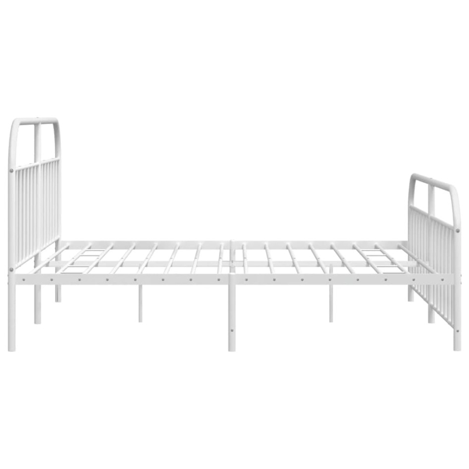 Estructura cama metal con cabecero y estribo blanco 200x200