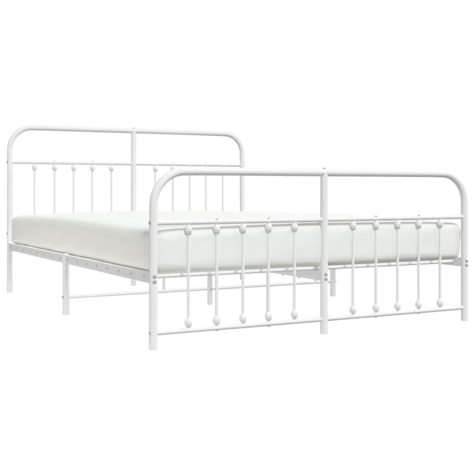 Estructura cama metal con cabecero y estribo blanco 160x200