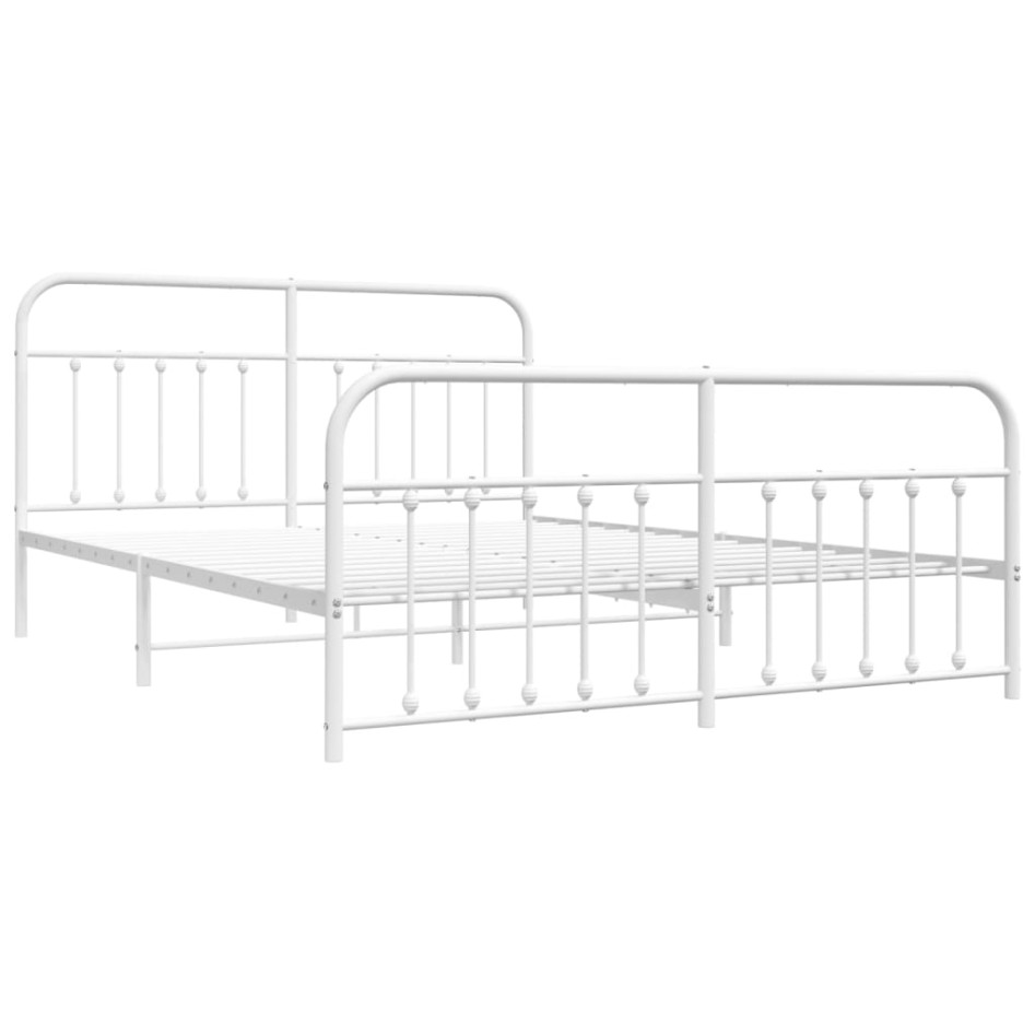 Estructura cama metal con cabecero y estribo blanco 160x200