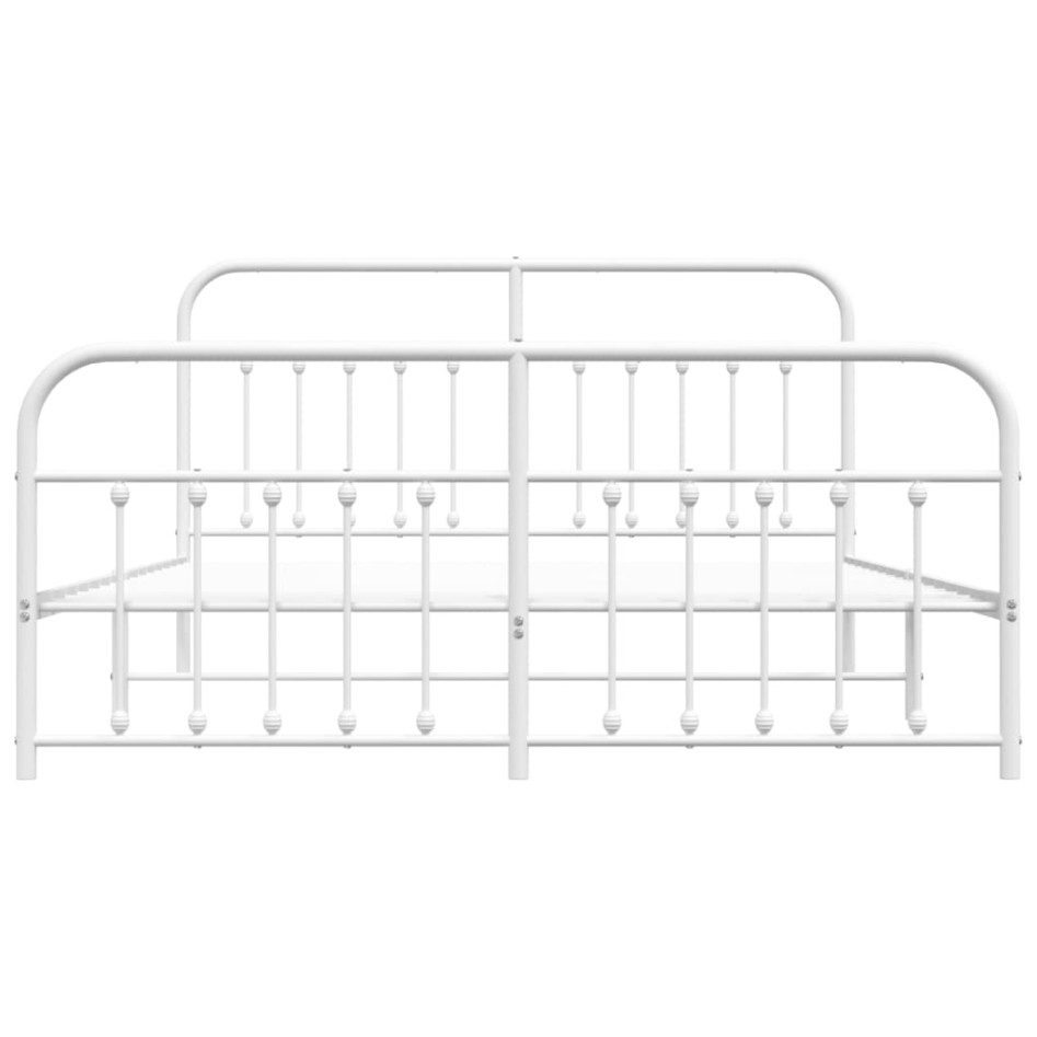 Estructura cama metal con cabecero y estribo blanco 160x200