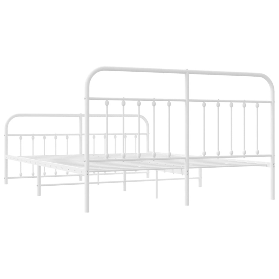 Estructura cama metal con cabecero y estribo blanco 160x200