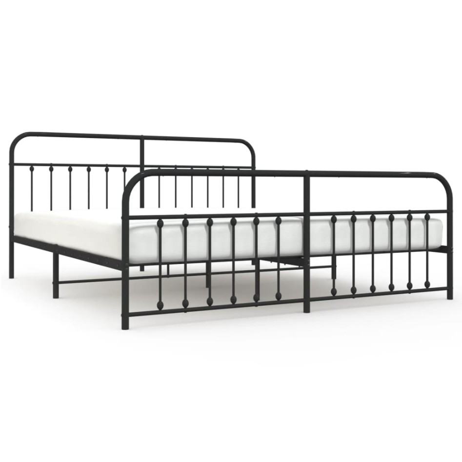 Estructura de cama cabecero y estribo metal negro 200x200