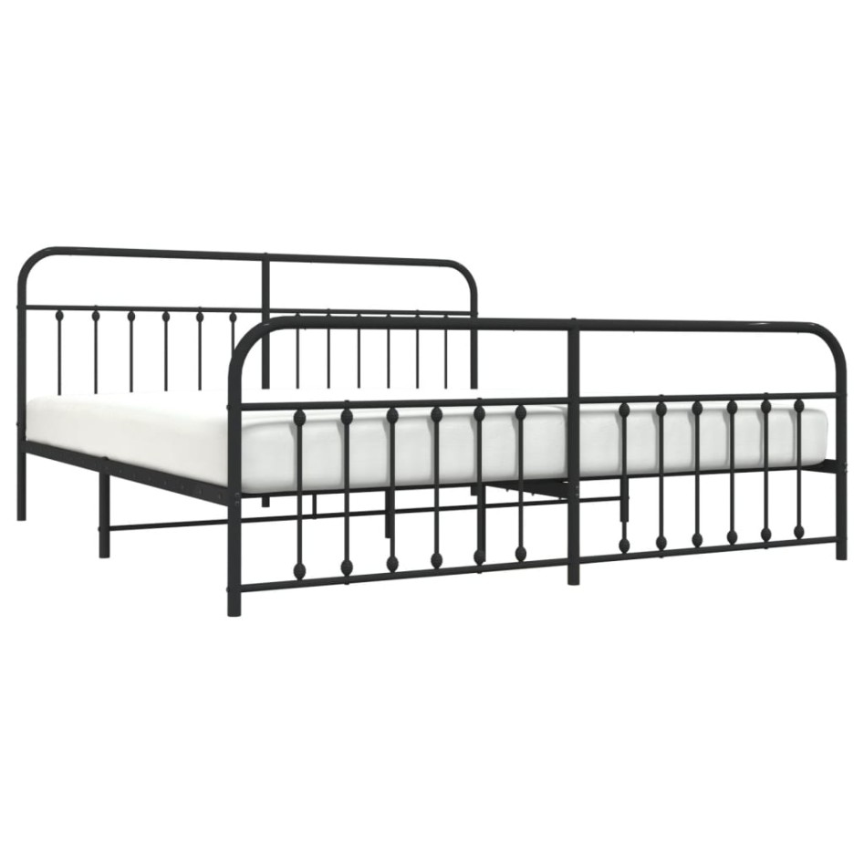 Estructura de cama cabecero y estribo metal negro 200x200