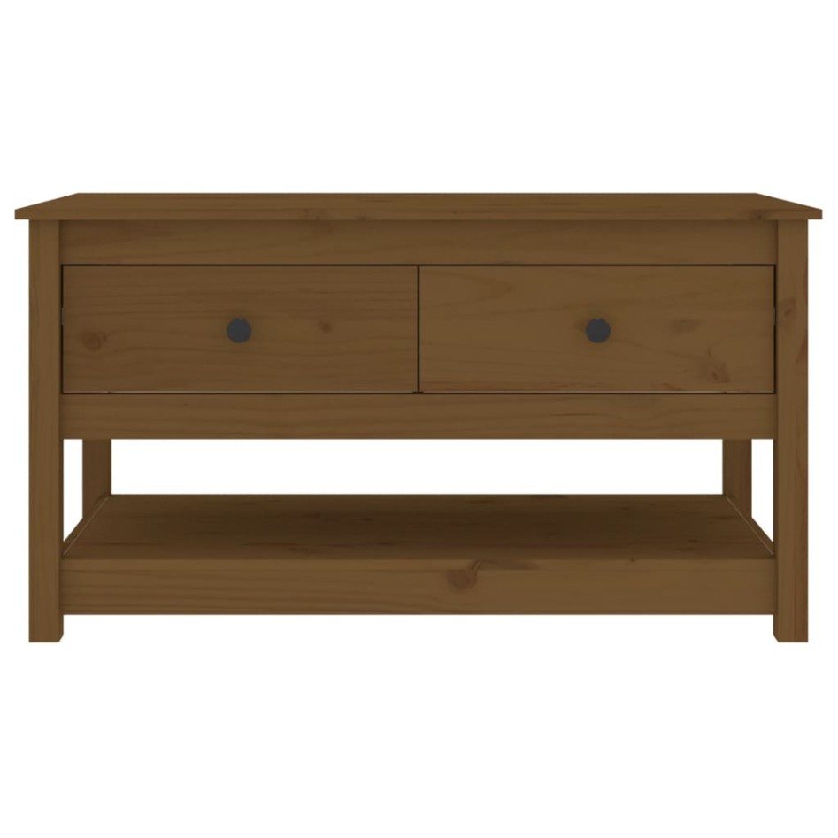 Mesa de centro madera maciza de pino marrón miel 102x49x55