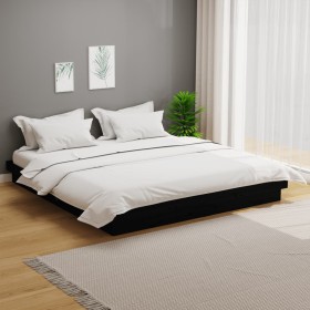 Estructura de cama de madera maciza negro 200x200